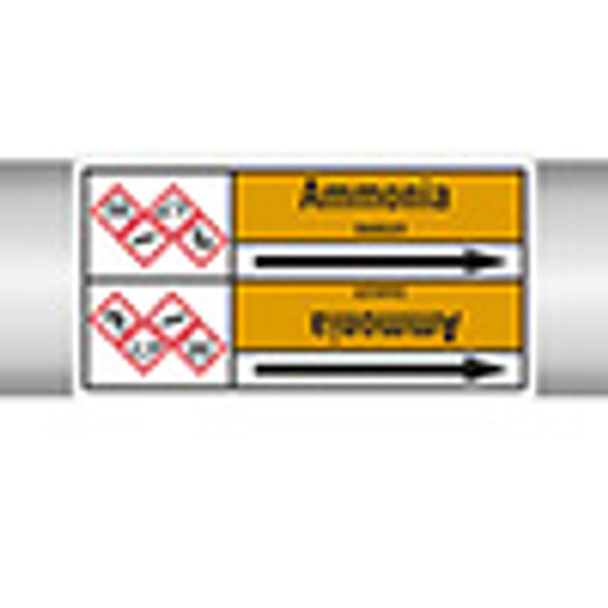 Roll form linerless Pipe Markers, with pictograms - Gas - Ammonia