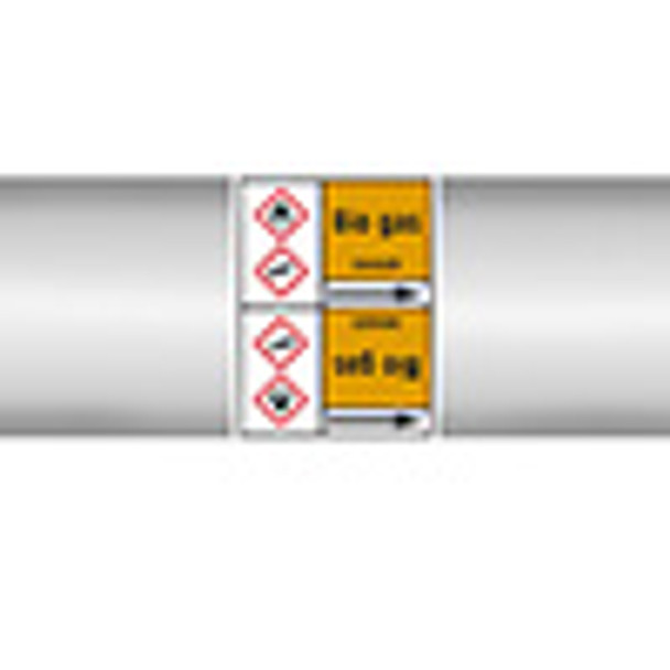 Roll form linerless Pipe Markers, with pictograms - Gas - Bio gas