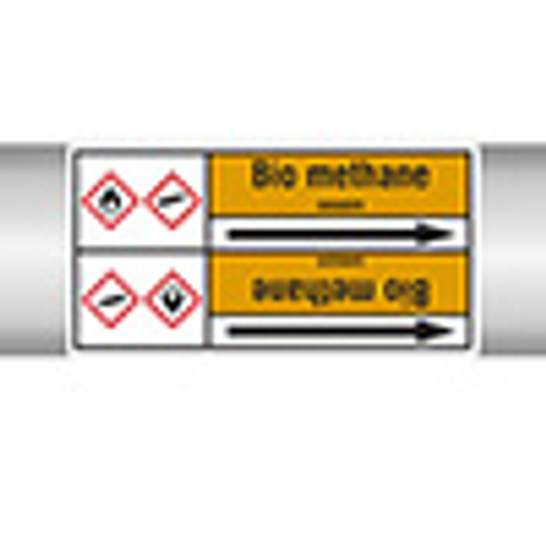 Roll form linerless Pipe Markers, with pictograms - Gas - Bio methane