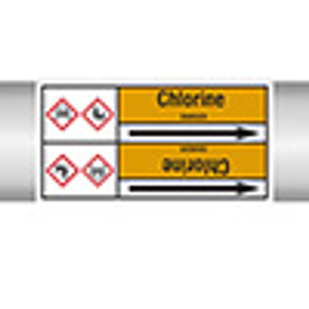 Roll form linerless Pipe Markers, with pictograms - Gas - Chlorine