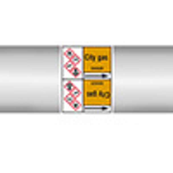 Roll form linerless Pipe Markers, with pictograms - Gas - City gas