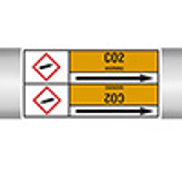 Roll form linerless Pipe Markers, with pictograms - Gas - CO2
