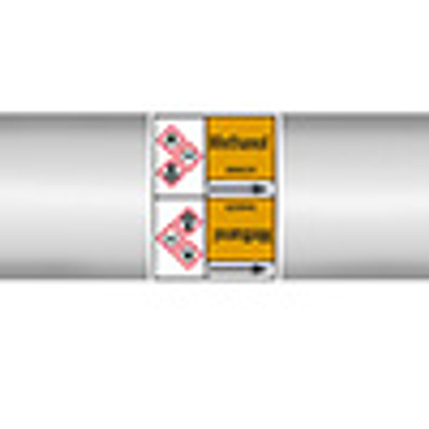 Roll form linerless Pipe Markers, with pictograms - Gas - Methanol