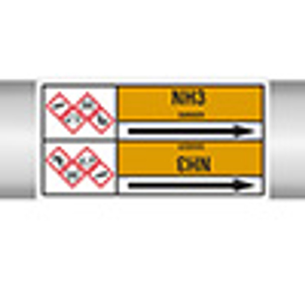 Roll form linerless Pipe Markers, with pictograms - Gas - NH3