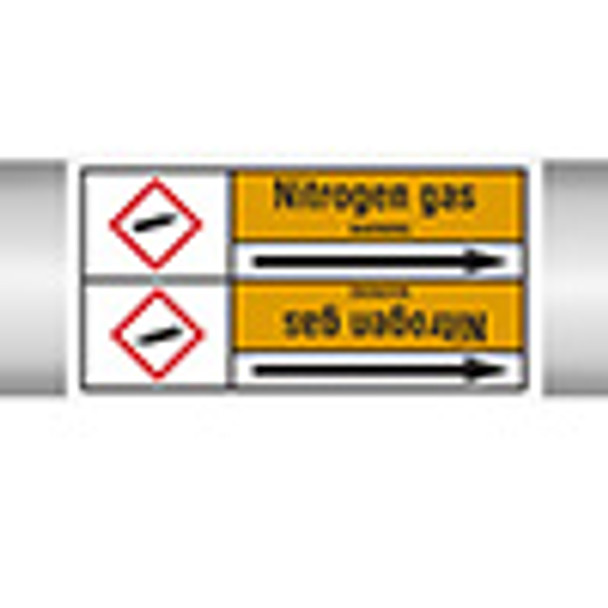 Roll form linerless Pipe Markers, with pictograms - Gas - Nitrogen gas