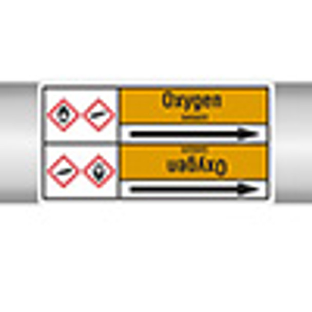 Roll form linerless Pipe Markers, with pictograms - Gas - Oxygen