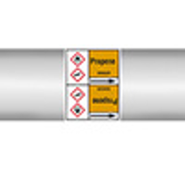 Roll form linerless Pipe Markers, with pictograms - Gas - Propene