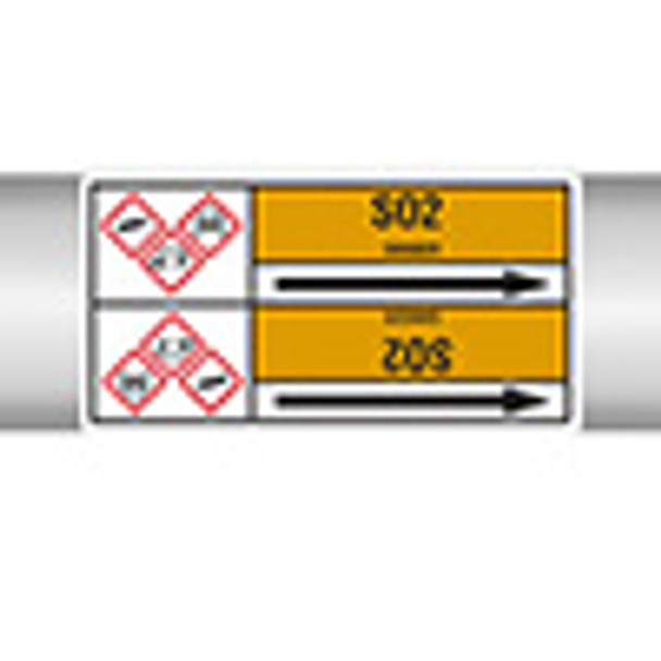 Roll form linerless Pipe Markers, with pictograms - Gas - SO2