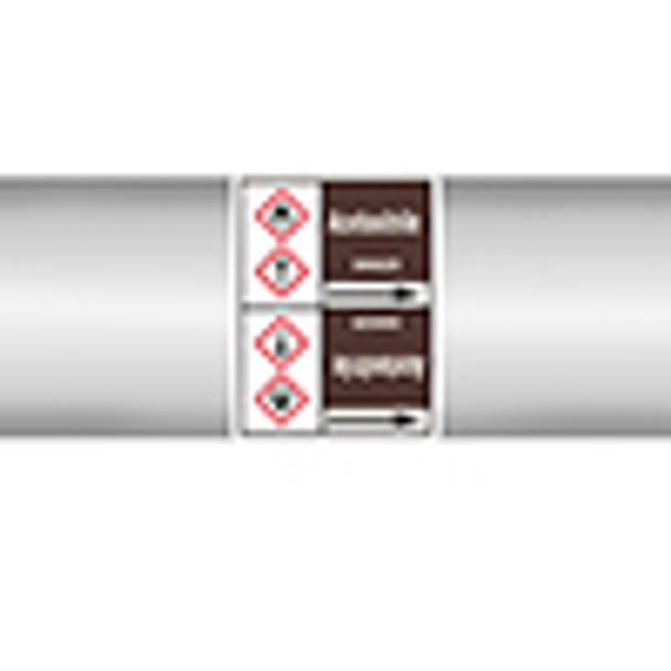 Roll form Pipe Markers with liner, with pictograms - Flammable/Non Flammable Liquids/Oils - Acetonitrile