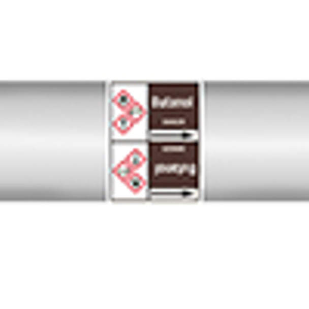 Roll form Pipe Markers with liner, with pictograms - Flammable/Non Flammable Liquids/Oils - Butanol