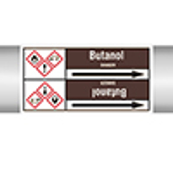 Roll form Pipe Markers with liner, with pictograms - Flammable/Non Flammable Liquids/Oils - Butanol