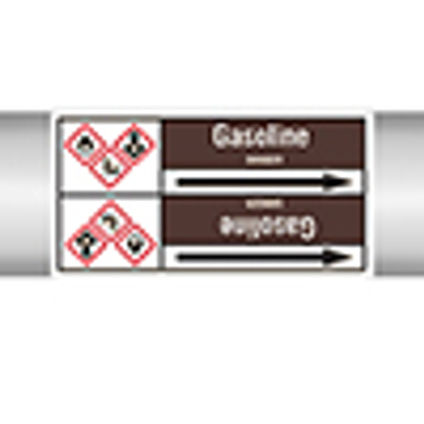 Roll form Pipe Markers with liner, with pictograms - Flammable/Non Flammable Liquids/Oils - Gasoline