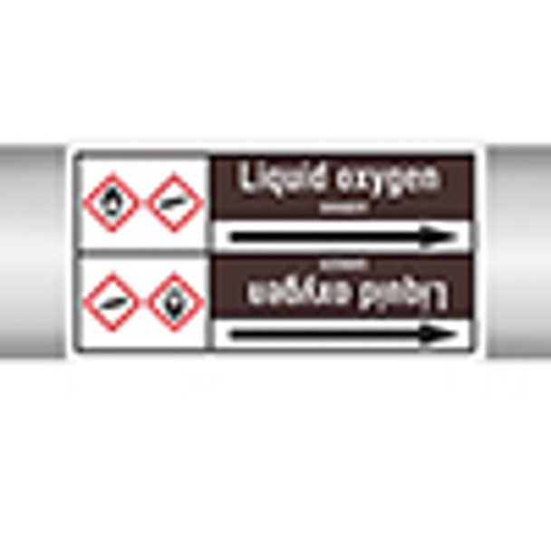 Roll form Pipe Markers with liner, with pictograms - Flammable/Non Flammable Liquids/Oils - Liquid oxygen