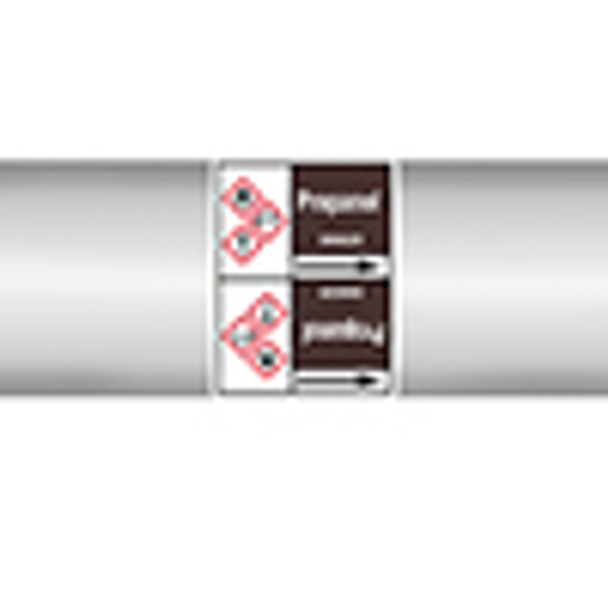 Roll form Pipe Markers with liner, with pictograms - Flammable/Non Flammable Liquids/Oils - Propanol