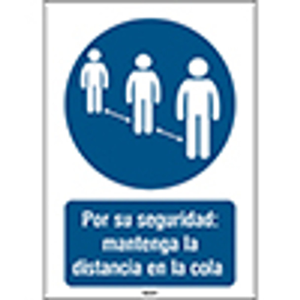 Safety Sign - For your safety: Keep your distance in the queue