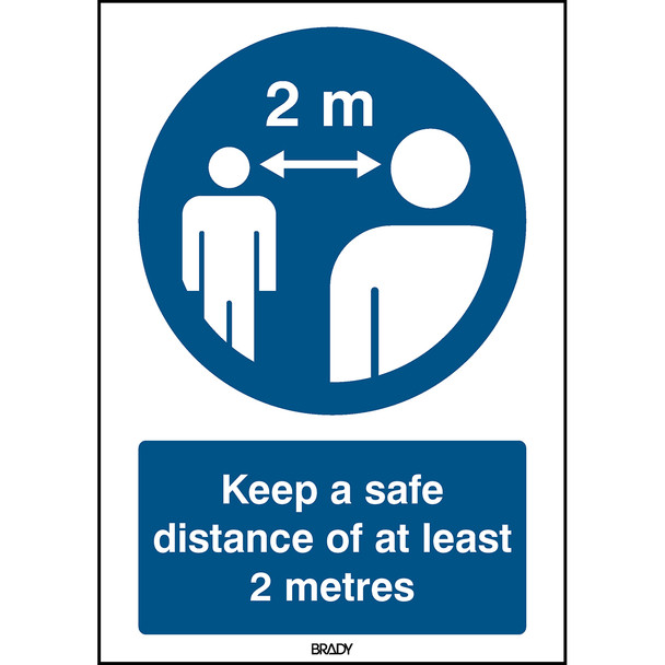 Safety Sign - Keep a safe distance of at least 2 metres Safety Sign - Keep a safe distance of at least 2 metres