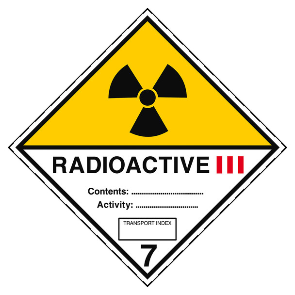 Transport Sign - ADR 7C - Radioactive 7C III - RADIOACTIVE III Content: Activity: TRANSPORT INDEX 7