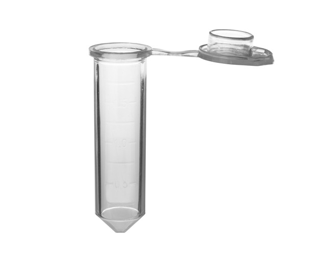 Microtube w/ cap, 2.0ml, clear, sterile, w/ self-standing bag & Stop-Pops™, 500/pk