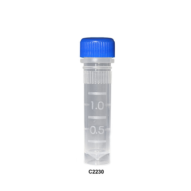 Screw-cap microtubes, 2.0mL, with O-ring, sterile, molded graduations, caps attached, 100 per bag, 1000/case