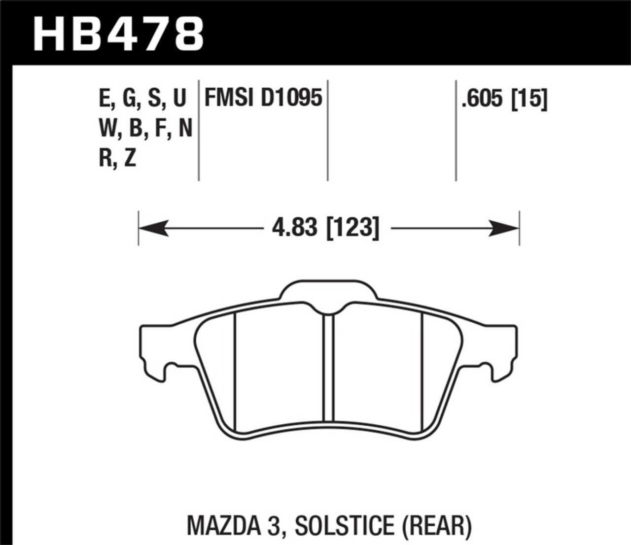 Hawk HB478F.605 Performance HPS Rear Street Brake Pads Focus ST 2013-2015