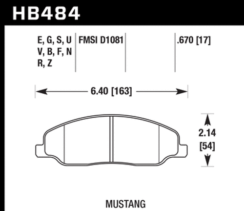 Hawk HB484B.670 Performance HPS 5.0 Brake Pads; Front Pair (05-14 GT, V6)