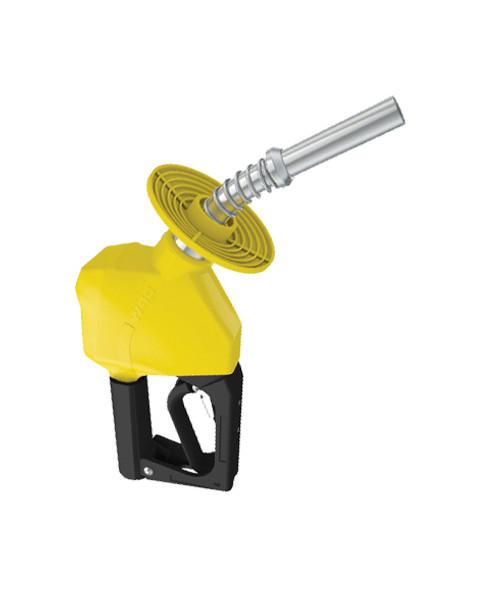 OPW 11BP-0900-AD 3/4'' NPT Yellow Automatic AdMaster™ Nozzle with 2 Piece Handwarmer