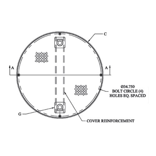 Fairfield Industries 380-WT 38'' Dia. Watertight Heavy Duty Round Manhole w/ 12'' Skirt