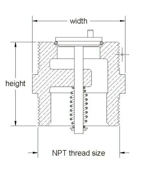 Universal 212BPR-20-3650 2'' Pressure Relief Nipple Check Valve w/ Buna-N Seal