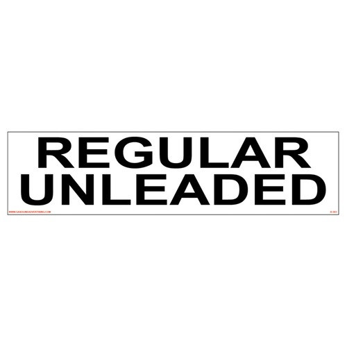 Gasoline Advertising D-303B 3'' x 12'' Black On White Regular Unleaded Decal