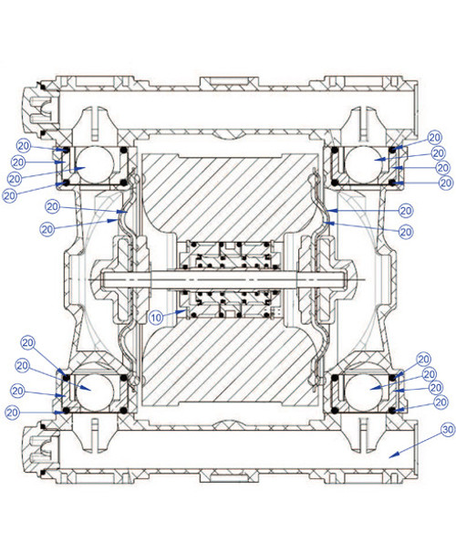 Piusi R20252000 Diaphragm + Ball Kit (Fluid Side) for MA180 Air-Operated Diaphragm Pump