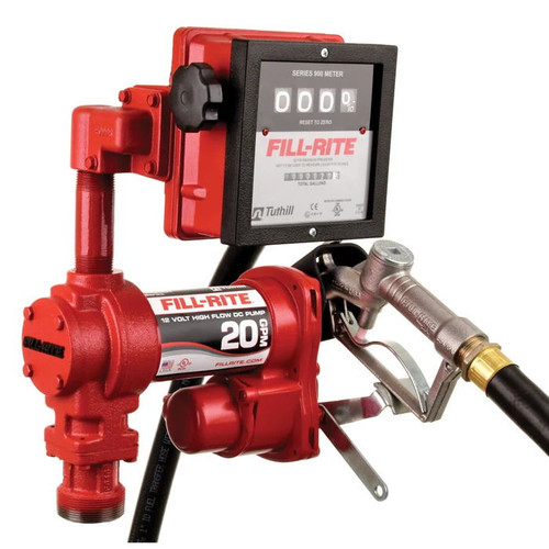 Fill-Rite FR4211H 20 GPM 12V DC High Flow Heavy-Duty Fuel Transfer Pump w/ 1'' x 12' Hose & 1'' Manual Nozzle & 901C Gallons Meter