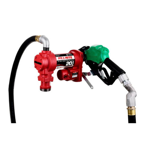 Fill-Rite FR4220HDSQ 20 GPM 12V DC High Flow Heavy-Duty Fuel Transfer Pump w/ 1'' x 18' Hose & 1'' Automatic Diesel Nozzle