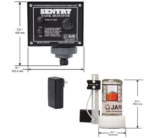 Husky 008668 BJE® Audible Battery Operated Tank Alarm with Overfill Guard Tank Gauge with 2'' NPS Connection