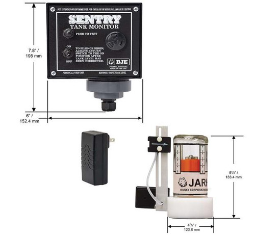 Husky 008669 BJE® Sentry DEF Audible Tank Alarm with 12-Volt Transformer and Overfill Guard Tank Gauge with 2'' NPS Connection