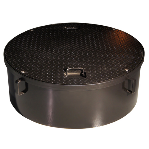 Emco A0717-042A 42'' x 13'' Round Steel Manhole with 1/2'' Steel Lid & Steel Skirt