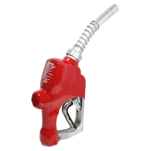 Husky 696103N-02 1'' Inlet NPT Red 1A Automatic Shut-Off New Light Duty Diesel Nozzle w/ Three Notch Hold Open Clip & Metal Hand Guard & Full Grip Guard