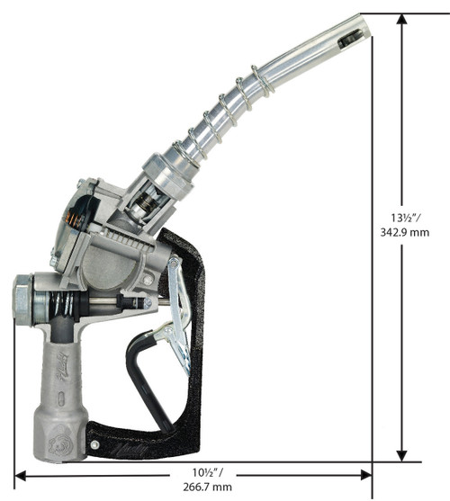 Husky 209872N 1'' Inlet NPT 1A Automatic Shut-Off New Unleaded Nozzle w/ Three Notch Hold Open Clip & Waffle Splash Guard & Reducer Bushing