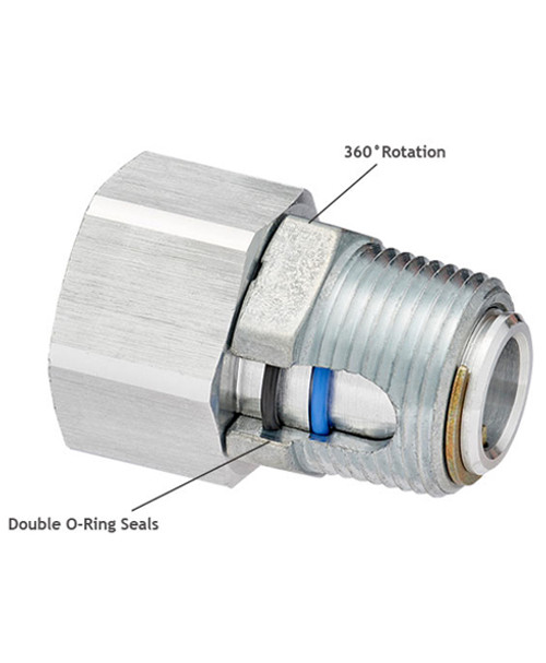 Husky 003895 3/4'' Male x 3/4'' Female NPT Single-Plane Inline Swivel