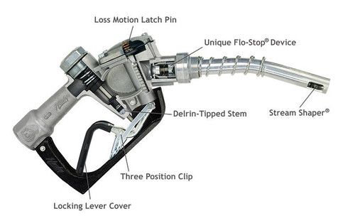 Husky 209815N 1'' Inlet BSPP 1A Automatic Shut-Off New Light Duty Diesel Nozzle w/ Three Notch Hold Open Clip & Polymer Hand Guard & Full Grip Guard