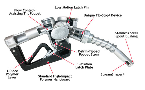 Husky 159415N 3/4'' Inlet BSP X Automatic Shut-Off Light Duty Diesel Nozzle w/ Hold Open Clip & British Standard Pipe