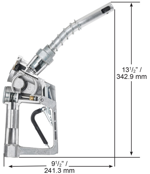 Husky 498108 3/4'' Inlet NPT XS Pressure Activated Automatic Shut-Off Unleaded Cold Weather Nozzle w/o Hold Open Clip & w/ Full Grip Guard & Cold Weat