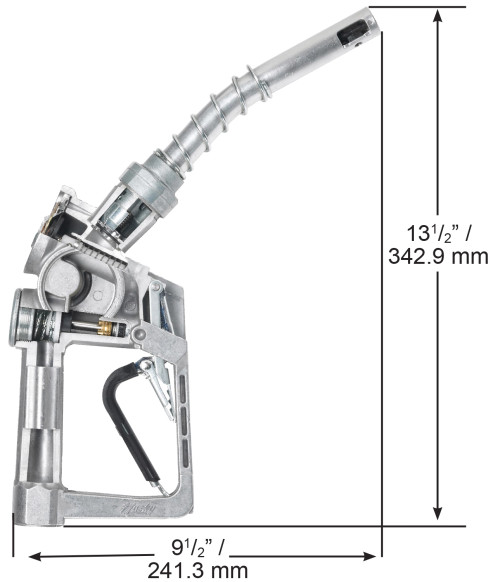 Husky 498162 3/4'' Inlet NPT XS Pressure Activated Automatic Shut-Off Unleaded Cold Weather Nozzle w/ Three Notch Hold Open Clip & Full Grip Guard & 0