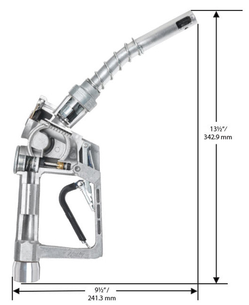 Husky 159562 1'' Inlet NPT XS MFM Pressure Activated Automatic Shut-Off Unleaded Nozzle w/ Three Notch Hold Open Clip & Full Grip Guard & 001808 Waffl