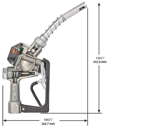 Husky 1216204 1'' Inlet NPT New Conventional Fueling 1AS Pressure Activated Automatic Shut-Off Unleaded Nozzle w/ Three Notch Hold Open Clip & Metal H