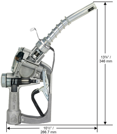 Husky 696204N 1'' Inlet NPT Farm & Commercial Fueling 1GS Automatic Shut-Off Unleaded Nozzle w/ Three Notch Hold Open Clip & Metal Hand Guard & Full G