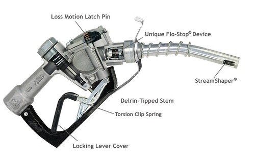 Husky 045715N 1'' Inlet BSP New Farm & Commercial Fueling 1GS Automatic Shut-Off Light Duty Diesel Nozzle w/ Three Notch Hold Open Clip & Hanging Hook