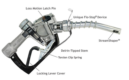 Husky 045738N 1'' Inlet BSP New Farm & Commercial Fueling 1GS Automatic Shut-Off Heavy Duty Diesel Nozzle w/ Three Notch Hold Open Clip & Hanging Hook