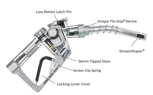 Husky 337007 3/4'' Inlet NPT New Farm & Commercial Fueling XFS Automatic Shut-Off Light Duty Diesel Nozzle w/o Hold Open Clip & w/ Full Grip Guard & H