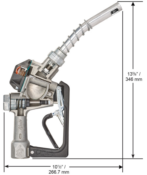 Husky 1216504 1'' Inlet NPT New Farm & Commercial Fueling 1GSS Pressure Activated Automatic Shut-Off Unleaded Nozzle w/ Three Notch Hold Open Clip & P