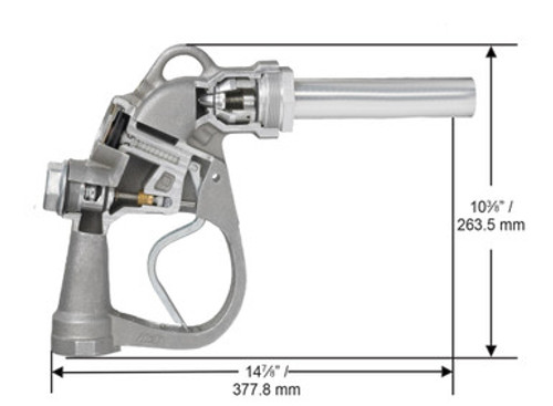 Husky 169112 1-1/2'' Inlet NPT New High Volume Bulk 1691 Automatic Shut-Off Heavy Duty Diesel Nozzle w/o Hold Open Pins & w/ Shear Groove in Spout